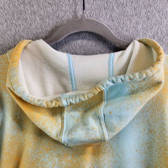 Adidas Hoodie Womens M Yellow Spray Paint Full Zip Trefoil Terry Ribbed Boxy - Picture 8 of 15